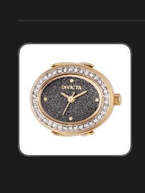 Invicta Gold-Tone Watch Head with Black Glitter Dial and Crystal Bezel